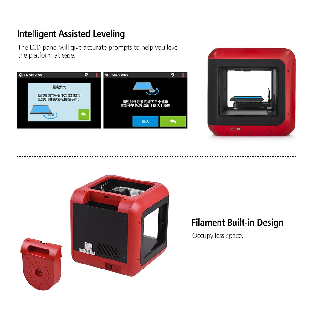 3d принтер FlashForge Finder Настольный WiFi 3d принтер автоматическое выравнивание съемной платформы один экструдер с 0,3 кг PLA нити