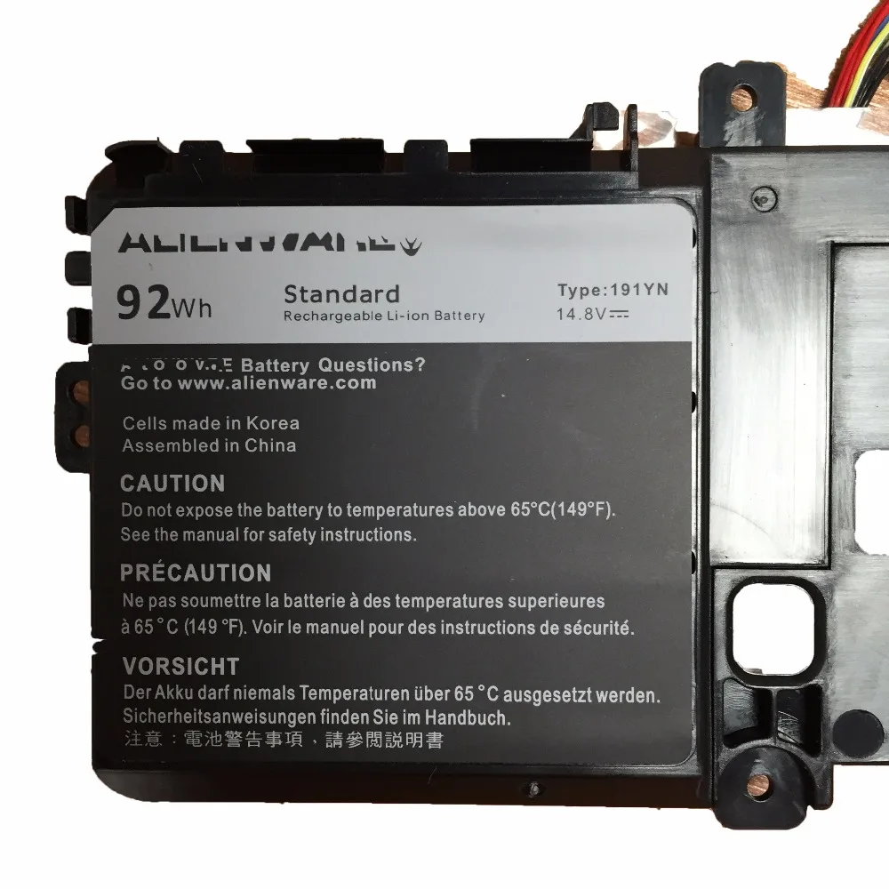 Новый оригинальный аккумулятор 14 8 в 92WH 191YN для ноутбука DELL Alienware 15 R1 R2
