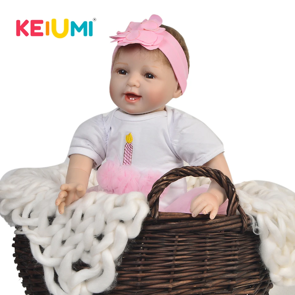 KEIUMI 22 дюймовые Мягкие силиконовые куклы Новорожденные 55 см реально как детская