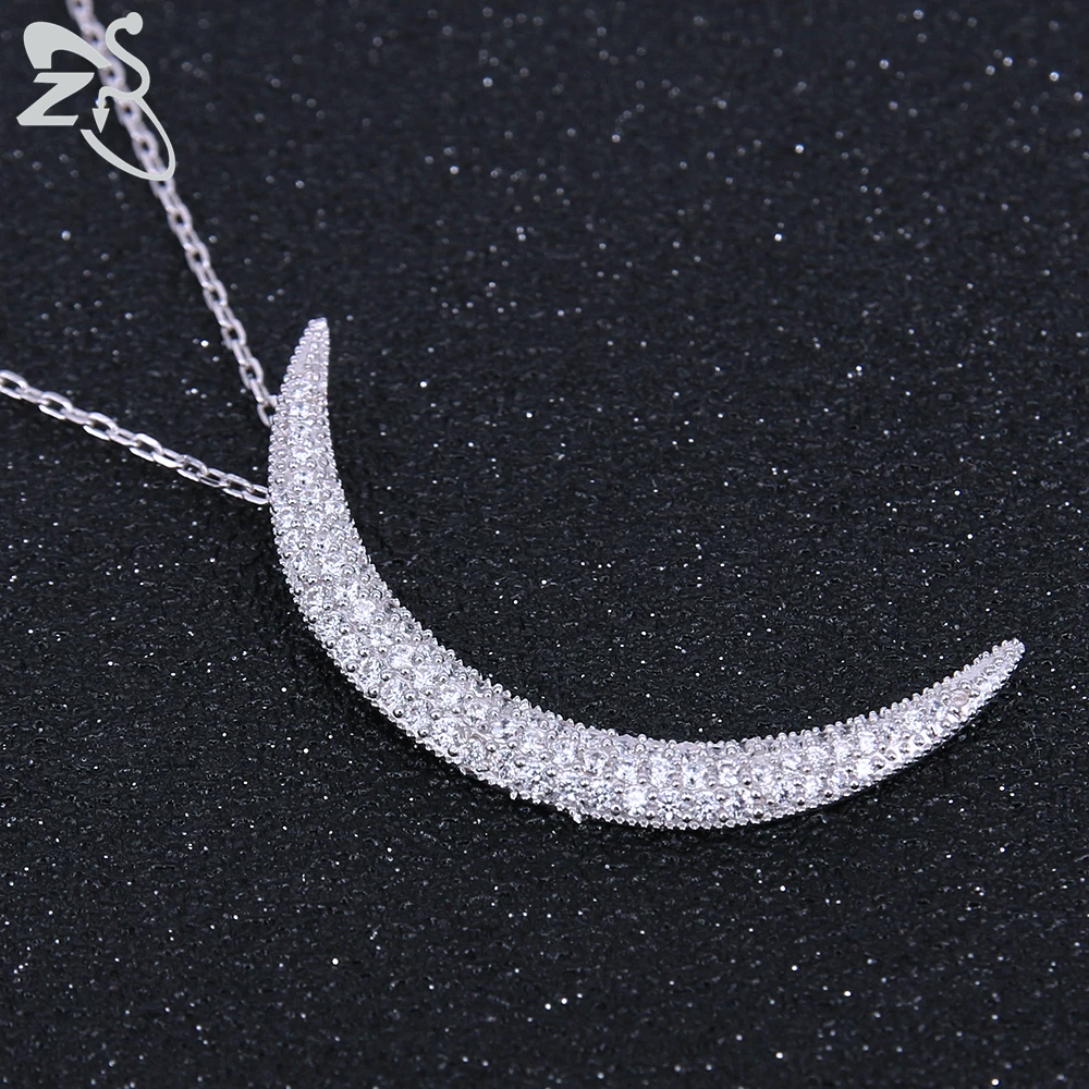 Женское Ожерелье с кулоном в виде полумесяца из серебра 925 пробы|moon pendant necklace|sterling