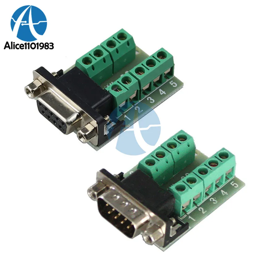 

DB9 Male Female Adapter RS232 Serial To Terminal DB9 Connector Signals Terminal Module