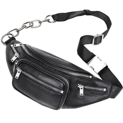 black cowhide Nuleez Натуральная Воловья кожа поясная сумка женская сумка на одно плечо нагрудная сумка женский модный кошелек популярный - Цвет: black cowhide