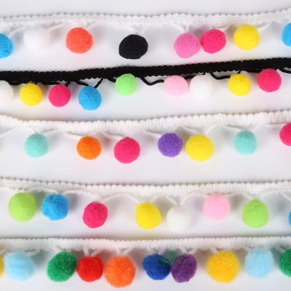 Шаровая лента с бахромой Ширина 20 мм Микс милый помпон аксессуары для шитья