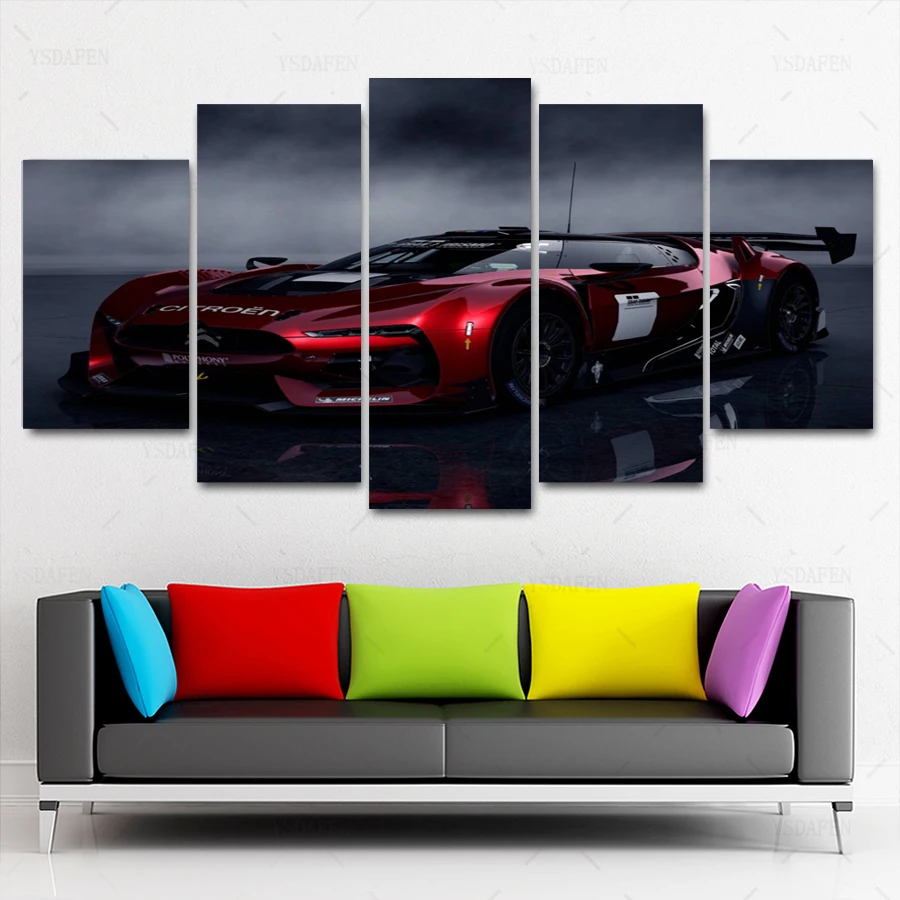 

Op de muur HD print olieverf modulaire foto A sports car poster kind room decor woondecoratie 5 stks canvas art z045
