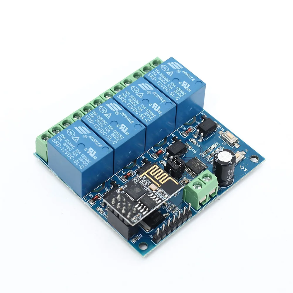 ESP8266 Wi-Fi модуль реле 12V 4-канальном пульте дистанционного управления Управление переключатель для умного дома IOT передача с помощью приложения на телефоне Управление; 100 м ESP-01