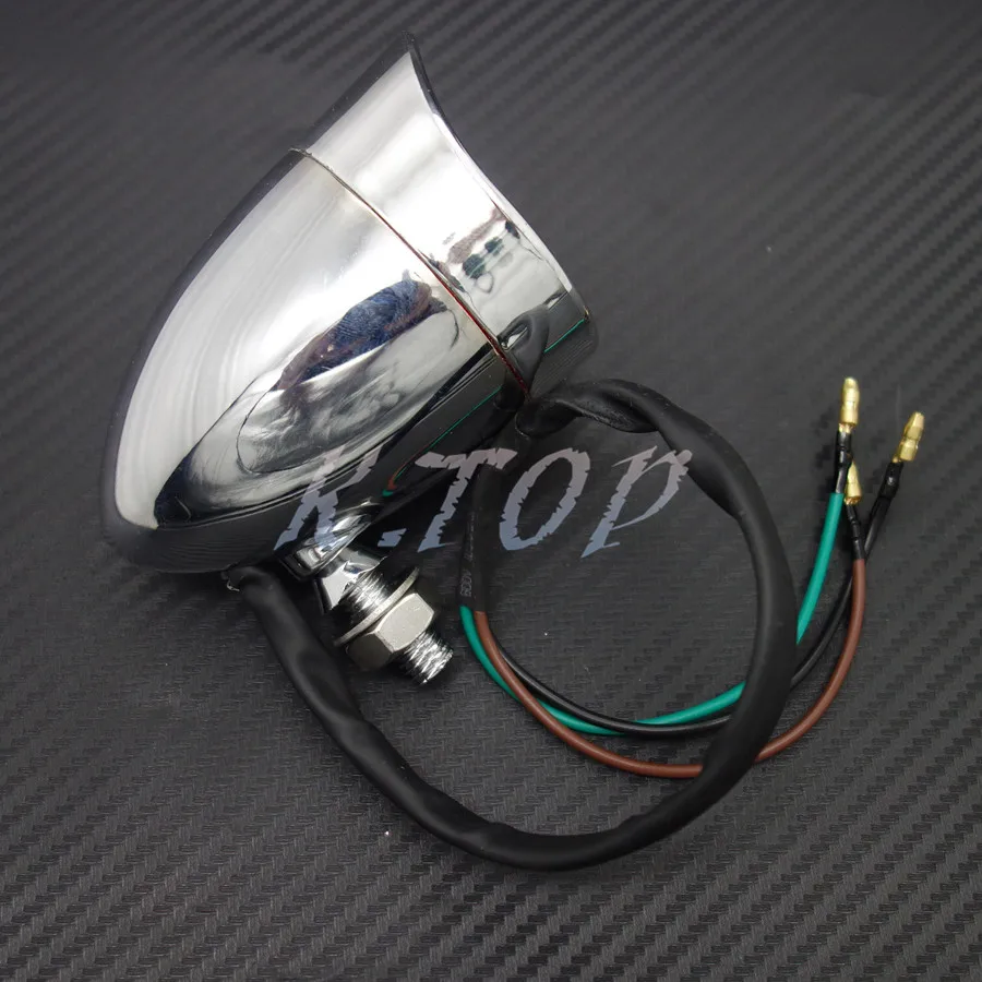 Chrome Bullet Rear Stop Tail Brake Light For Cafe Racer Bobber Chopper Custom |