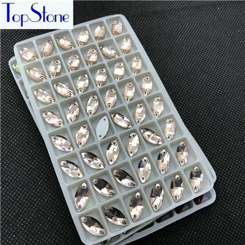 lt peach TopStone 6x12 мм 7x15 мм 9x18 мм Navette пришитые камни плоские стеклянные кристаллы 2 отверстия пришивные стразы в виде конского глаза для одежды - Цвет: lt peach