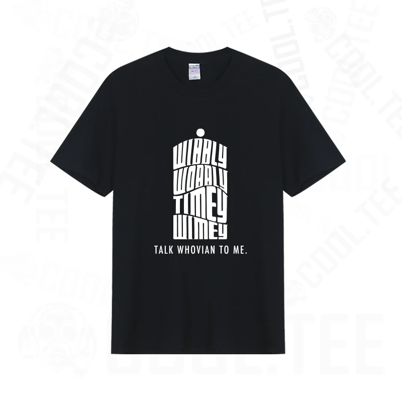 Tardis Wibbly Wobbly Timey Wimey Talk Whovian to me man boy o-neck cotton short-sleeve T-shirt | Мужская одежда