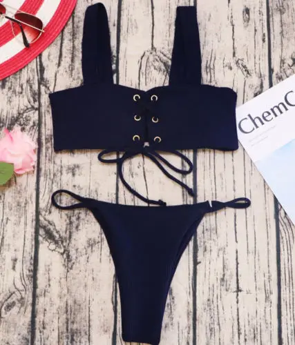 New Women Sexy Lace up Strap Bandage Bikini Set Push Up Padded Swimwear Swimsuit Beachwear | Спорт и развлечения