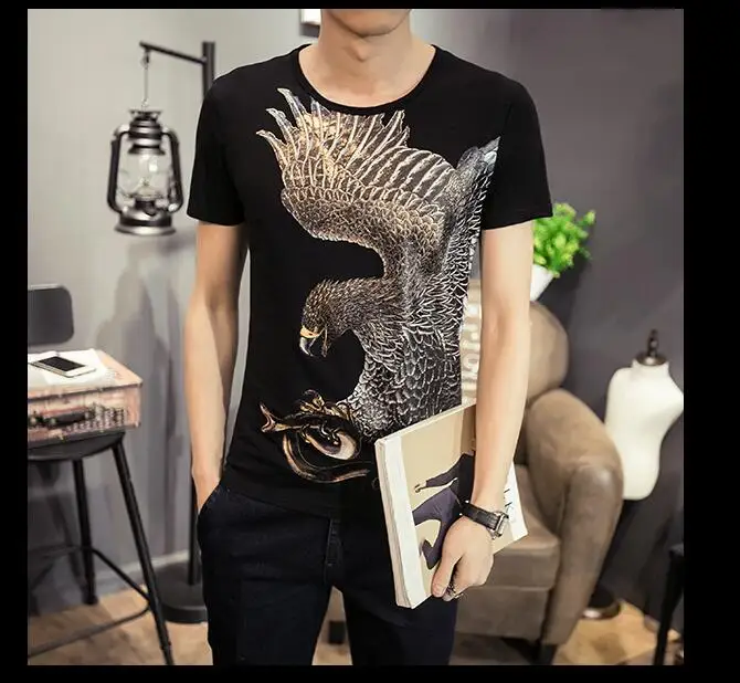 Лидер продаж 2017 модная мужская Базовая футболка с короткими рукавами облегающая