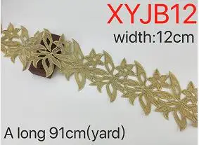 Модное Золотое кружево аппликация цветок блестки украшение, кружевная ткань для одежды Аксессуары пришить ткань Costura Craft - Цвет: XYJB12