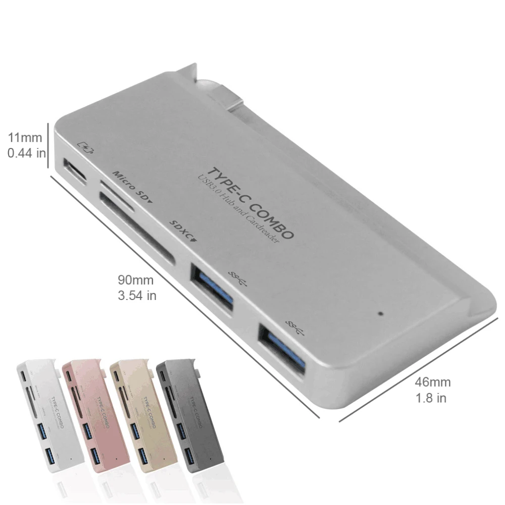 DeepFox Высокое качество ABS Материал USB 3,1 Тип-C на USB 3,0 SD HUB Card Reader Поддерживающий Тип-C PD зарядки для нового Macbook 12"