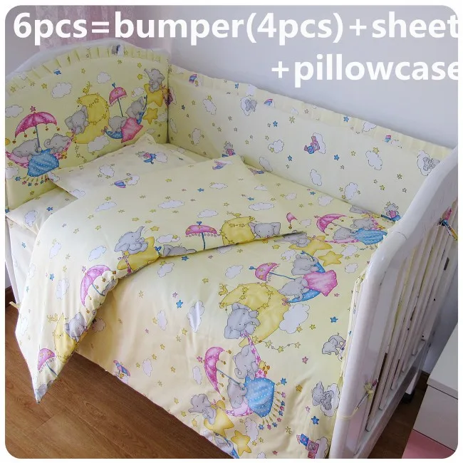 

Promotion! 6PCS Cot Bumper,Washable Baby Crib Cot Bedding Set ,include(bumper+sheet+pillow cover)