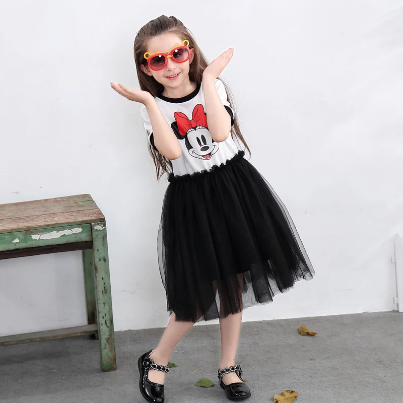 Летнее платье с рисунком для маленьких девочек новинка 2019 Детские сетчатые