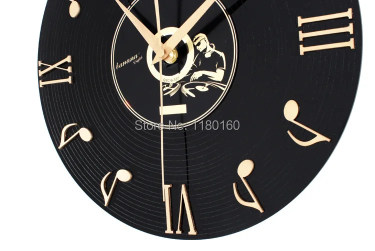 Виниловые пластинки уолл-музыкальный ноты настенные часы Творческий мода