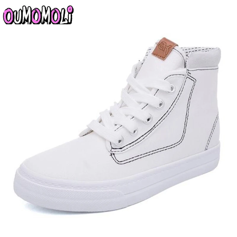 Новый 2018 Популярная женская обувь для студентов на шнуровке высоком помочь