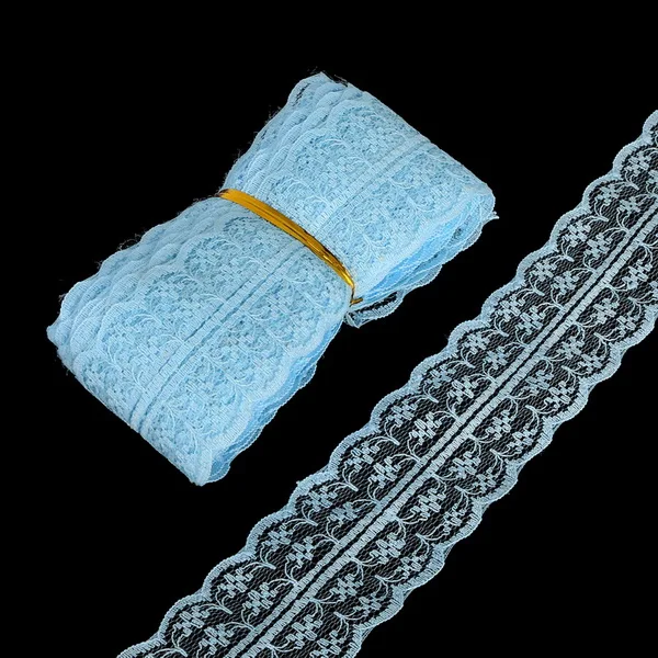 Light blue 5 ярдов/партия, 19 цветов, кружево, лента, тесьма 45 мм, кружевная отделка, ткань, сделай сам, вышитая сетка, белый кружевной шнур для шитья, украшения - Цвет: Light blue