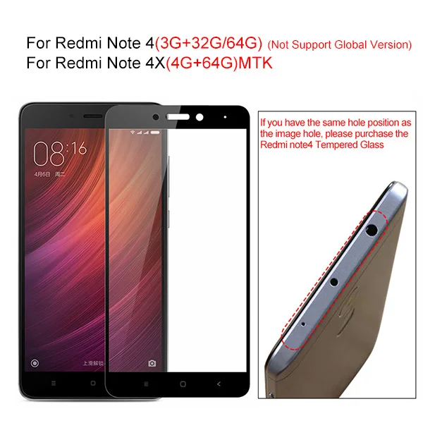 Black For Note 4 Закаленное стекло для Xiaomi Redmi Note 4 4X Стекло 9H 9D ультра тонкий полный тонкий защитный экран для Xiaomi Redmi Note 4X стекло - Цвет: Black For Note 4