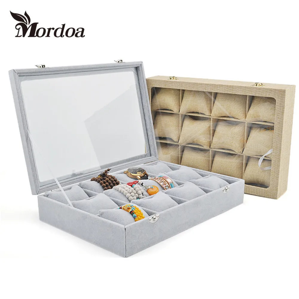 Высококачественная витрина из льна и бархата с подушками для браслетов или