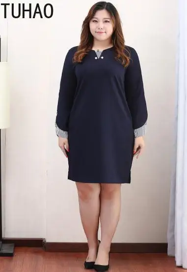 Женские элегантные офисные платья TUHAO 10xl 8xl 6xl размера плюс с разрезом винтажные в