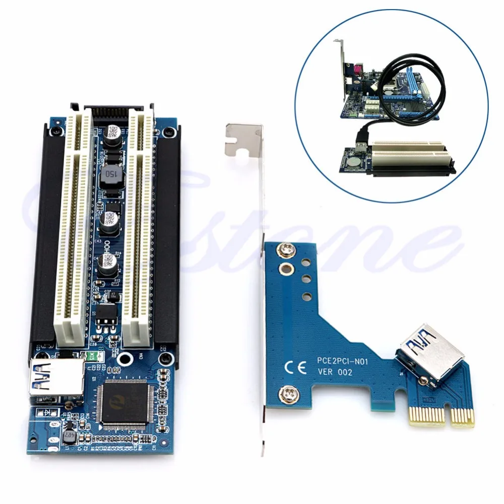 Адаптер PCI E Express X1 на с двойным переходником удлинительная карта кабелем USB 3 0 2 6