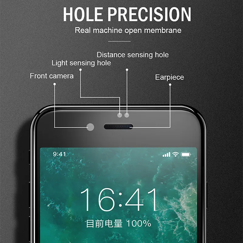 Полное покрытие стекло для iPhone 7 8 Plus закаленное 6D защита экрана с изогнутыми