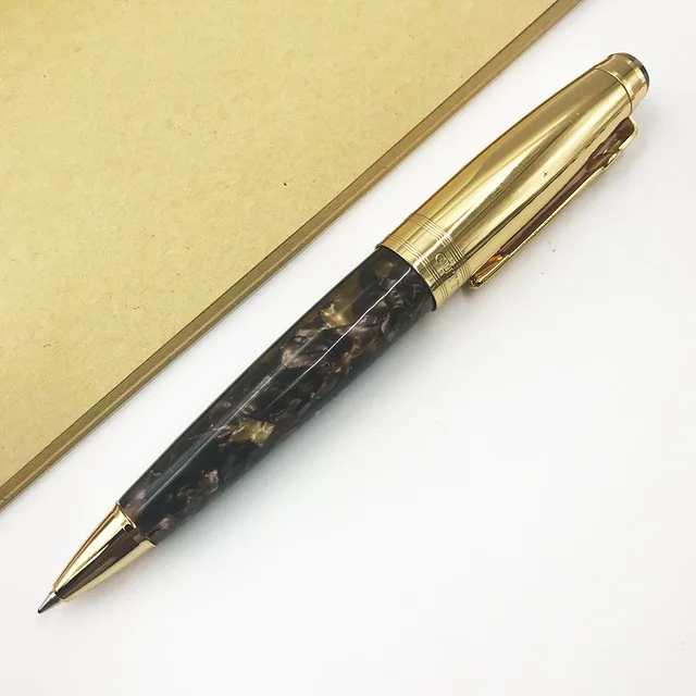Ballpoint pen 1 шт. Ручка-роллер с золотой отделкой тяжелый металл под мрамор 0,7 мм черная чернильная шариковая ручка гладкие ручки для письма офисные школьные принадлежности - Цвет: Ballpoint pen
