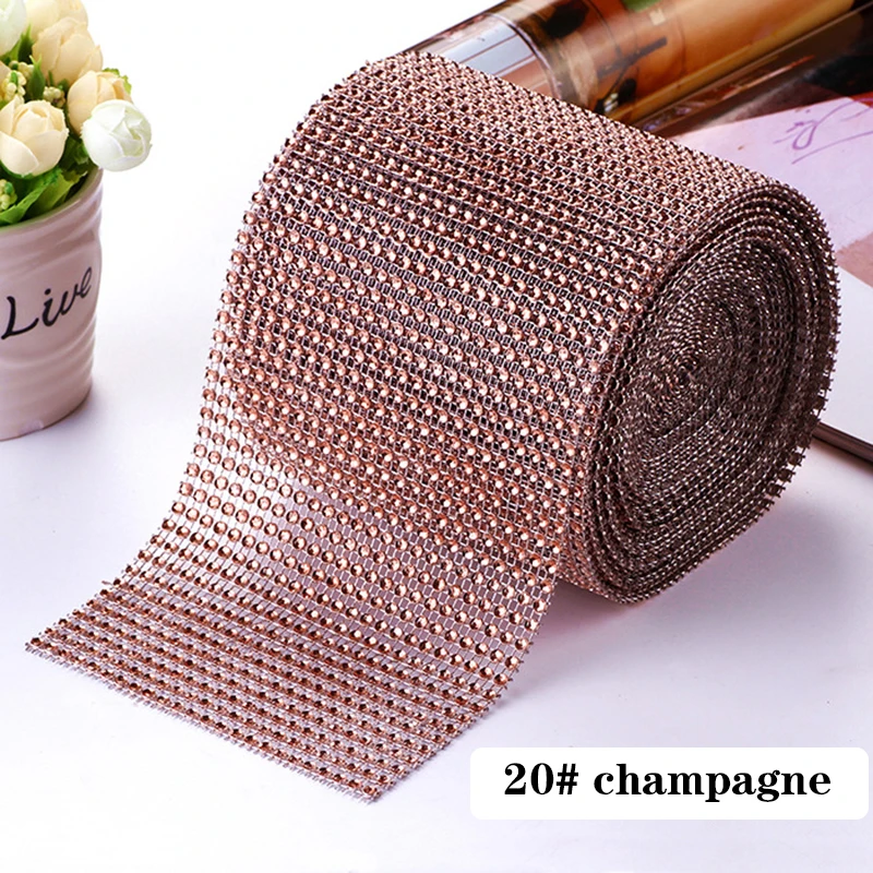 champagne 10 ярдов/рулонов, Блестящий тюль, ткань в рулонах, сетчатая отделка, блестящий бриллиантовый кристалл, тюль для вечерние, свадебные, сценические, домашнее платье, украшение своими руками - Цвет: champagne