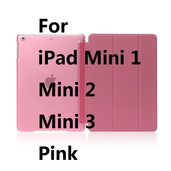For iPadMin123 Pink QUWIND ультра тонкий складной чехол из искусственной кожи с кристальной жесткой задней смарт-подставкой для iPad 2 iPad 3 iPad 4 Mini 1 2 3 4 5 - Цвет: For iPadMin123 Pink