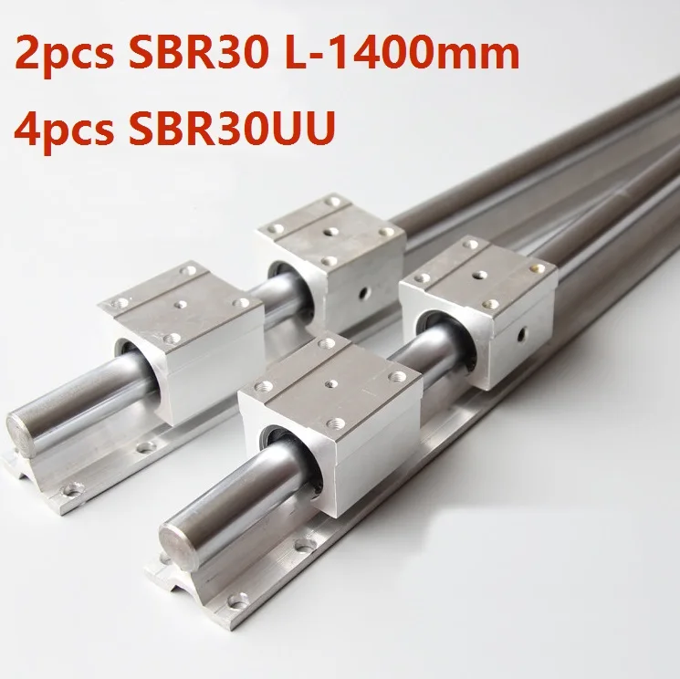 2 шт. SBR30 L 1400mm рельсовая линейная направляющая + 4 SBR30UU блоки линейных подшипников