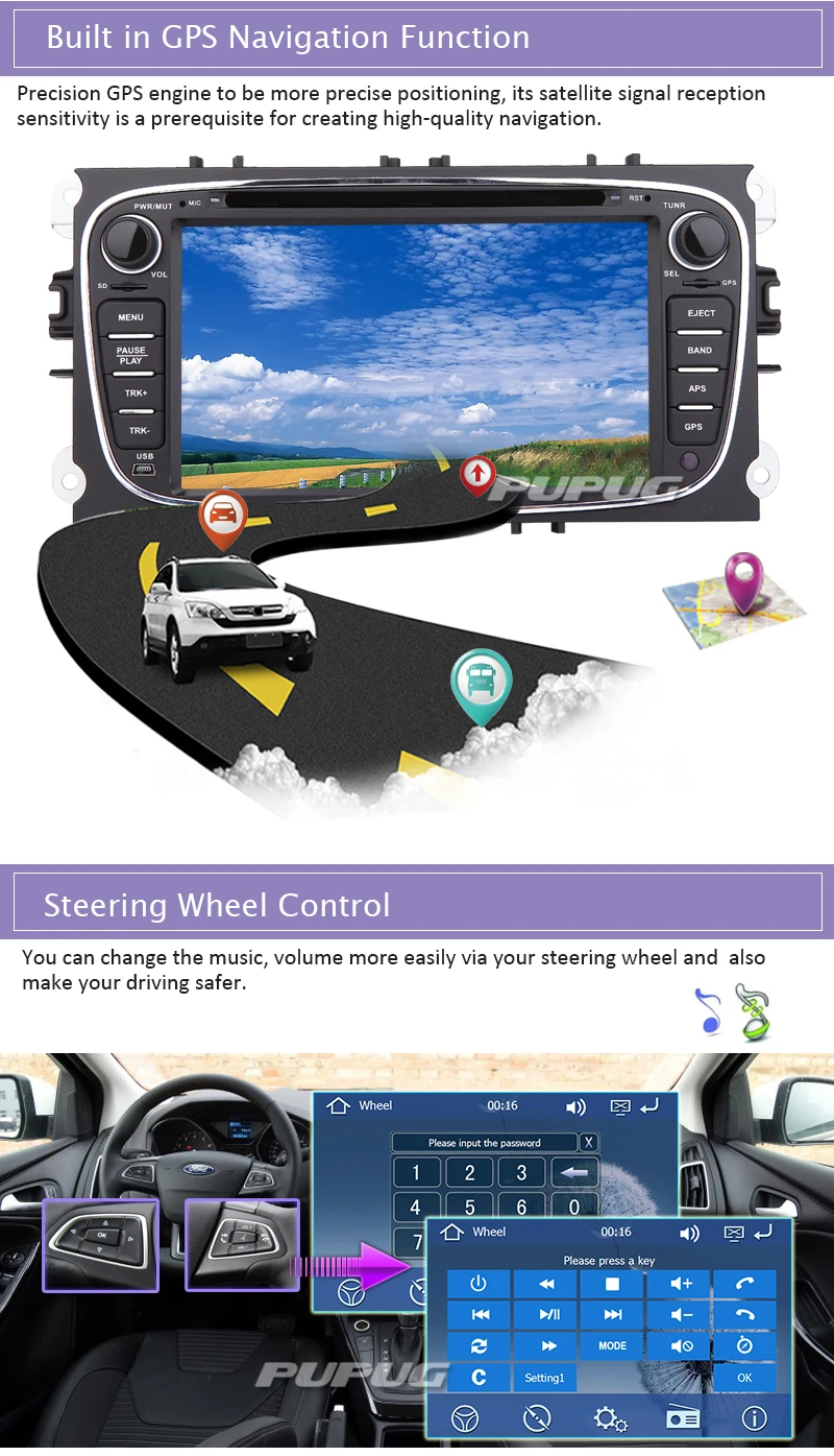 2din автомобильный dvd-плеер gps навигатор плеер для Ford Mondeo и фокус Авторадио Радио
