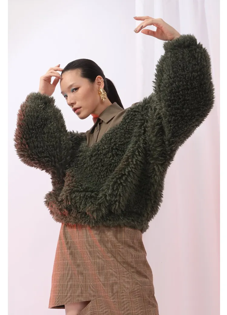 WHITNEY WANG 2018 Autumn Winter Fashion Streetwear Designer Style Patchwork Faux Fur Coat Women Stylish Outerwear | Женская одежда