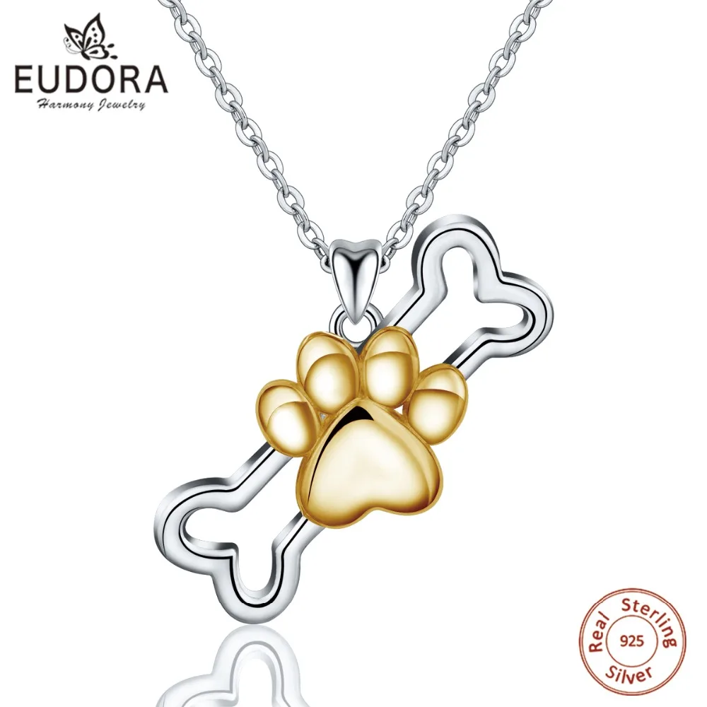 Ожерелье с подвеской Eudora 925 пробы серебряное милое для домашних животных собак
