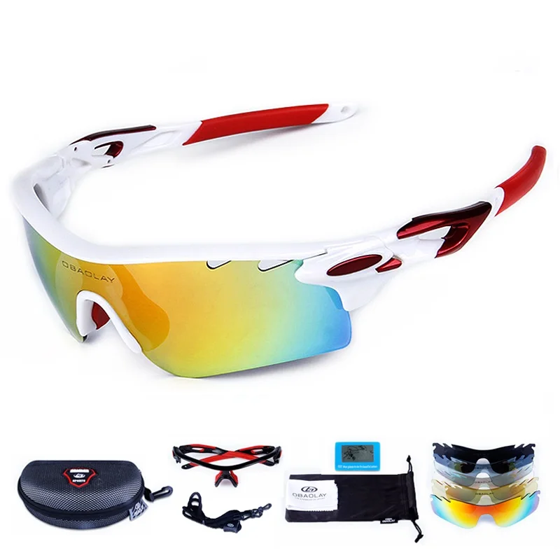 UV400 поляризованные лыжные очки крутые спортивные очки для мотоцикла сноуборд мужские профессиональные очки солнцезащитные очки Googles чехол+ 4 линзы - Цвет: White Red