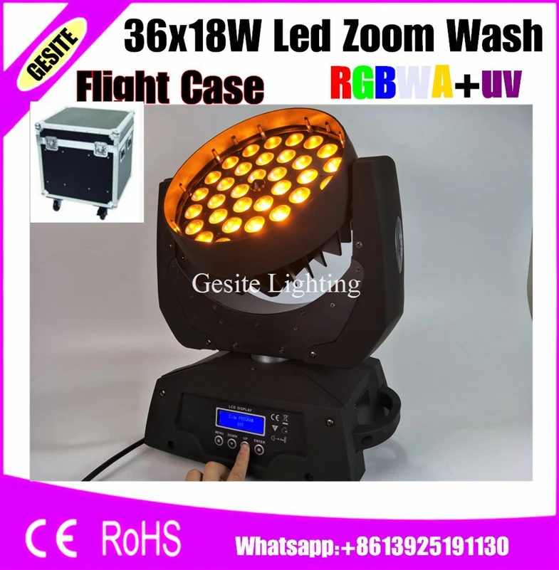 2 шт./лот упаковка футляра для полетов 36X18W Zoom Moving Head lyre Lights rgbwauv 6 in1/rgbway 6in1