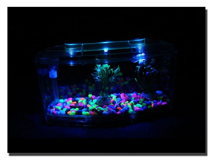 Светодиодный светильник для аквариума из акрила с тремя разделениями Betta Fish Tank с тройным бантом и изоляцией люка, коробка для пород синего и фиолетового цветов AT007