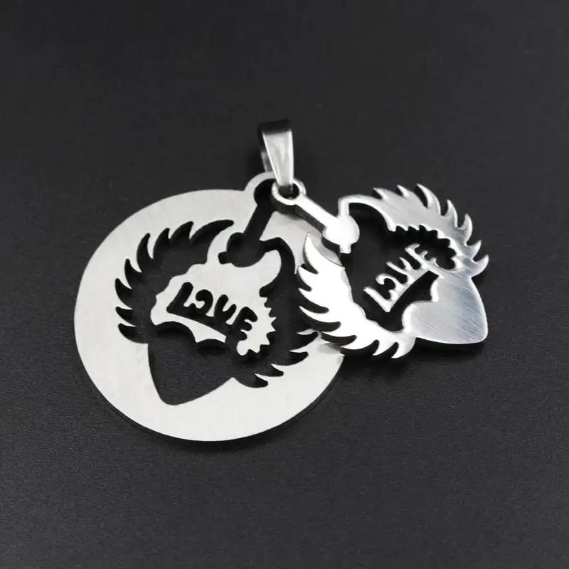 Lostpiece 2018 Новый Серебряный Цвет Нержавеющая сталь крыла ангела кулон сердце