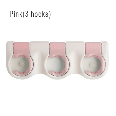 pink(3 hooks) Многофункциональная вешалка для швабры, противоскользящие ABS принадлежности для ванной комнаты, Швабра для хранения зонта, 2/3 крючков, многорядные инструменты для чистки хранения-66778 - Цвет: pink(3 hooks)
