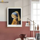 NHDARC Печать на холсте постер и картина Кот с жемчугом Серьги творческое искусство домашний декор Настенная картина искусство