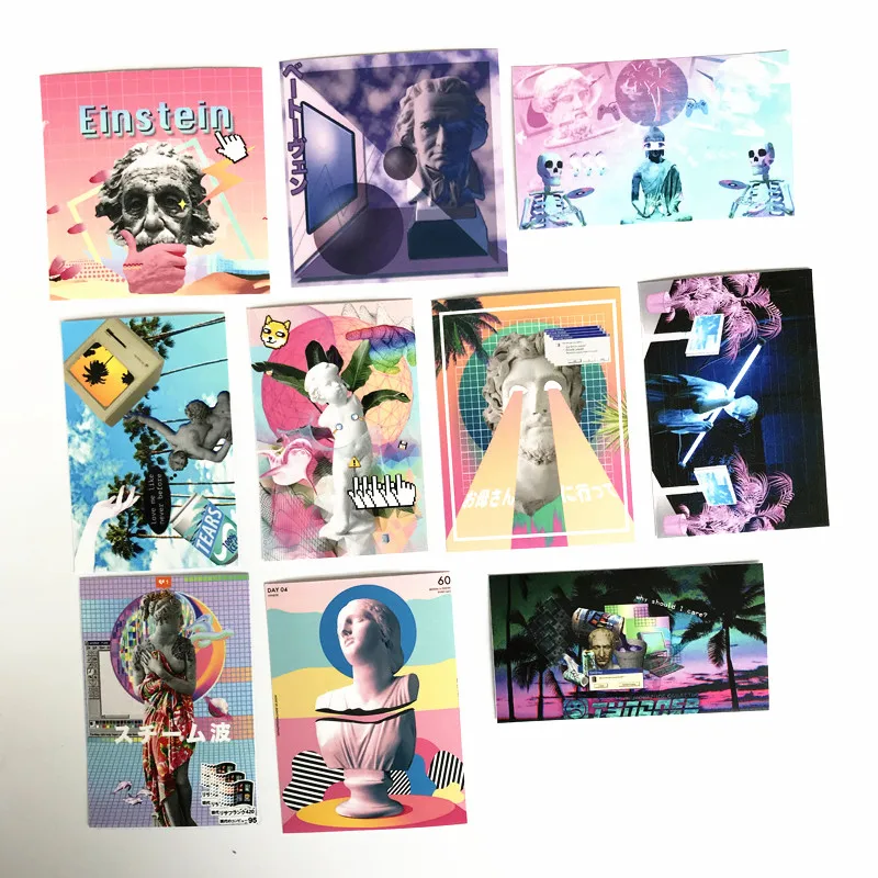 10 шт./партия Vaporwave художественные наклейки для известного человека, разные стили, чехол для телефона, ноутбука, автомобиля, скейтборда, шлема, велосипедного костюма, чехол