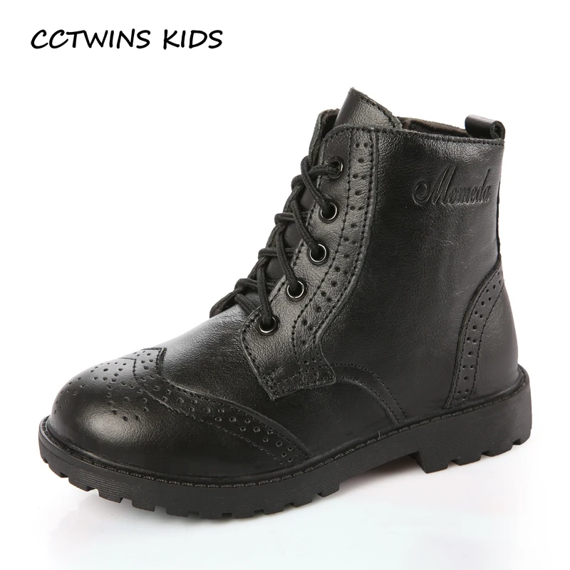 CCTWINS KIDS/Коллекция года; Ботинки martin из натуральной кожи для маленьких девочек и мальчиков на шнуровке; Детские Модные кожаные ботинки черного цвета; C1110