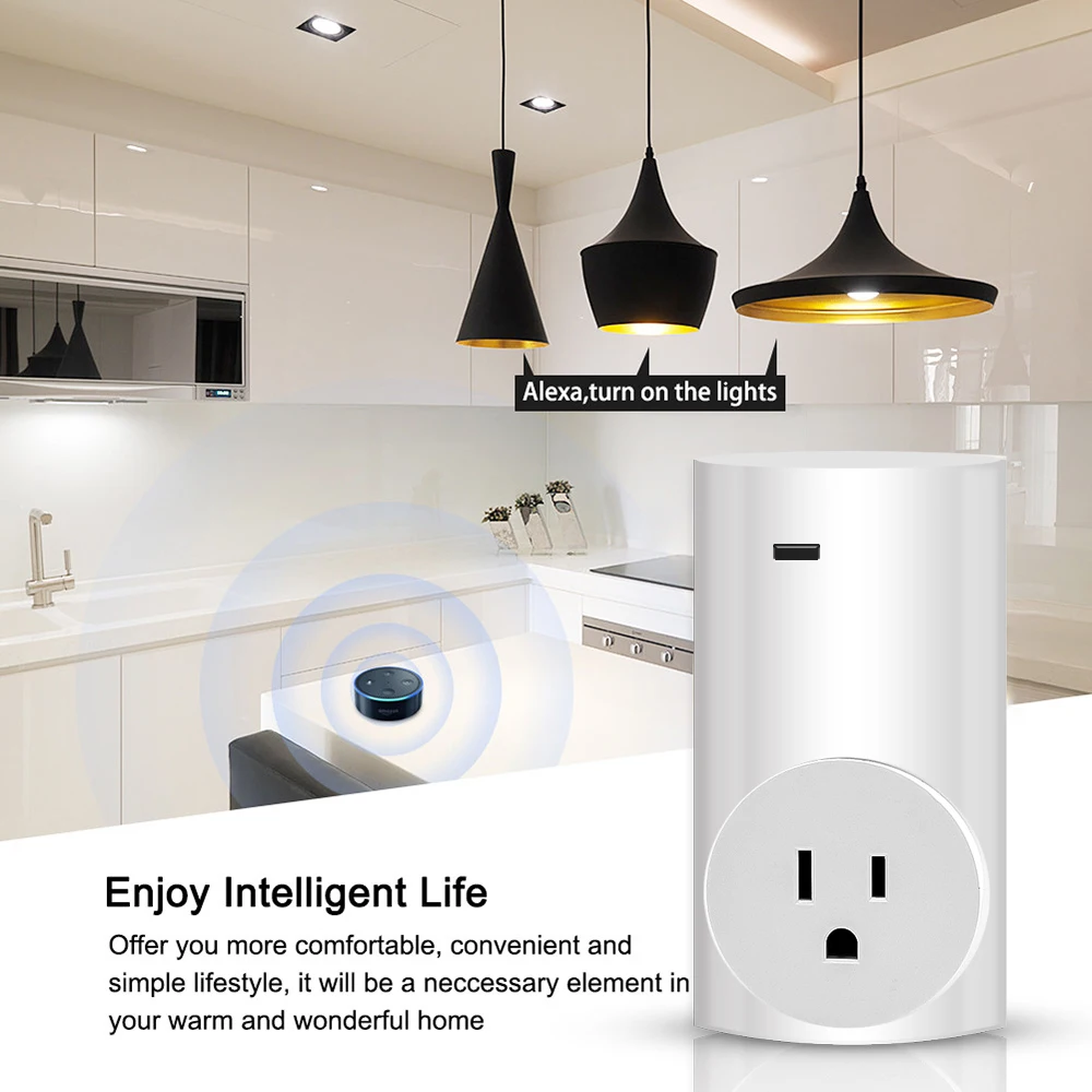 KEBIDU FR/EU/US Wifi умный штекер с Alexa домашний аудио беспроводной контроль умная розетка