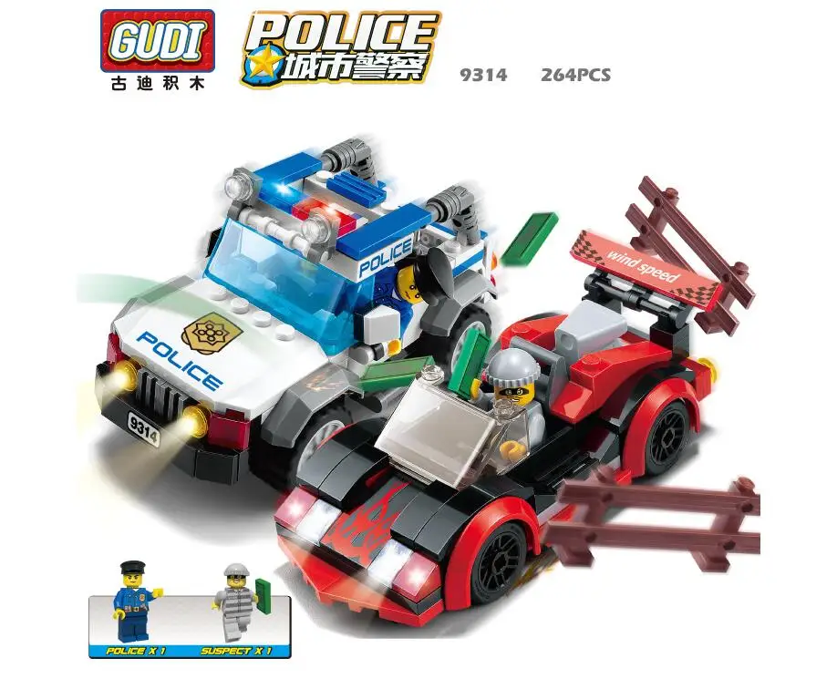 Модели GUDI строительные игрушки совместимые с G9314 264 шт. блоки для полиции хобби