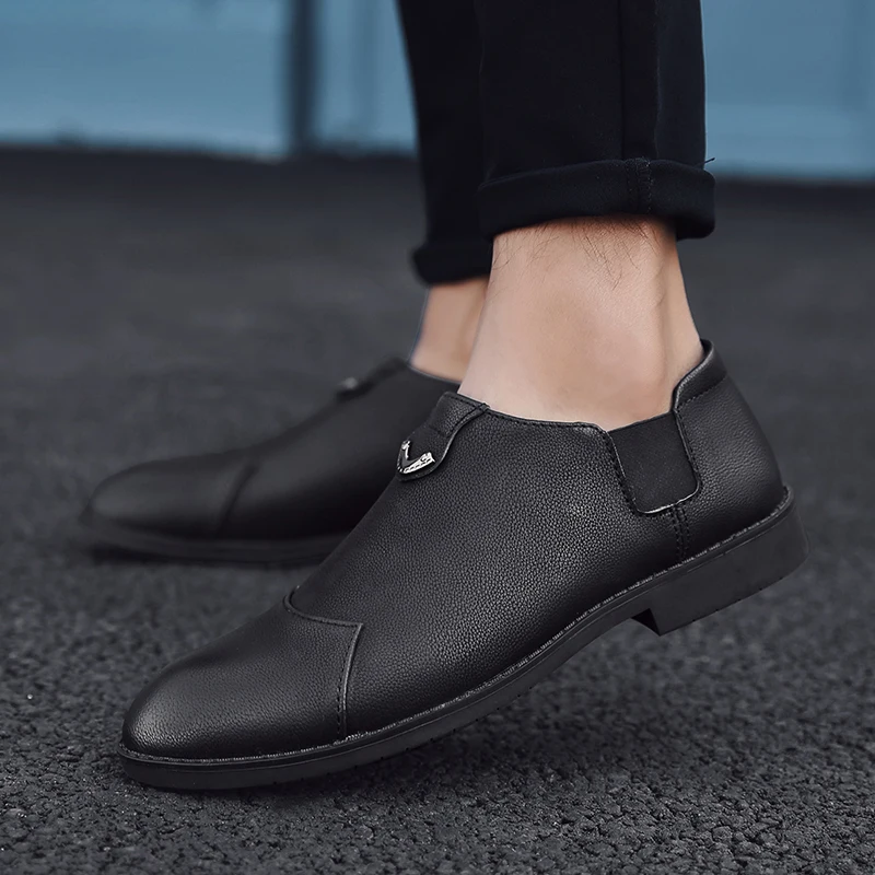 ECTIC/Мужские модельные туфли с острым носком кожаные дерби в деловом стиле