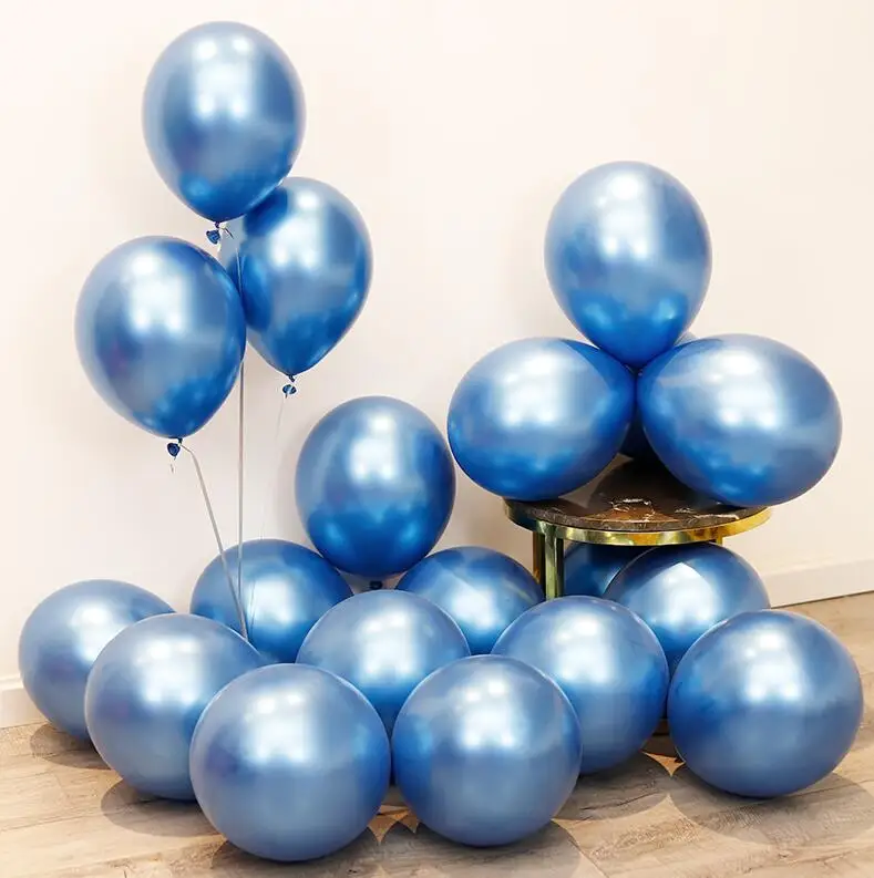 Blue 10 шт 12 дюймовые металлические шары золотые, серебряные, красные, винные, фиолетовые круглые шары из латекса для детского дня рождения, свадьбы, вечеринки, украшения для детей - Цвет: Blue