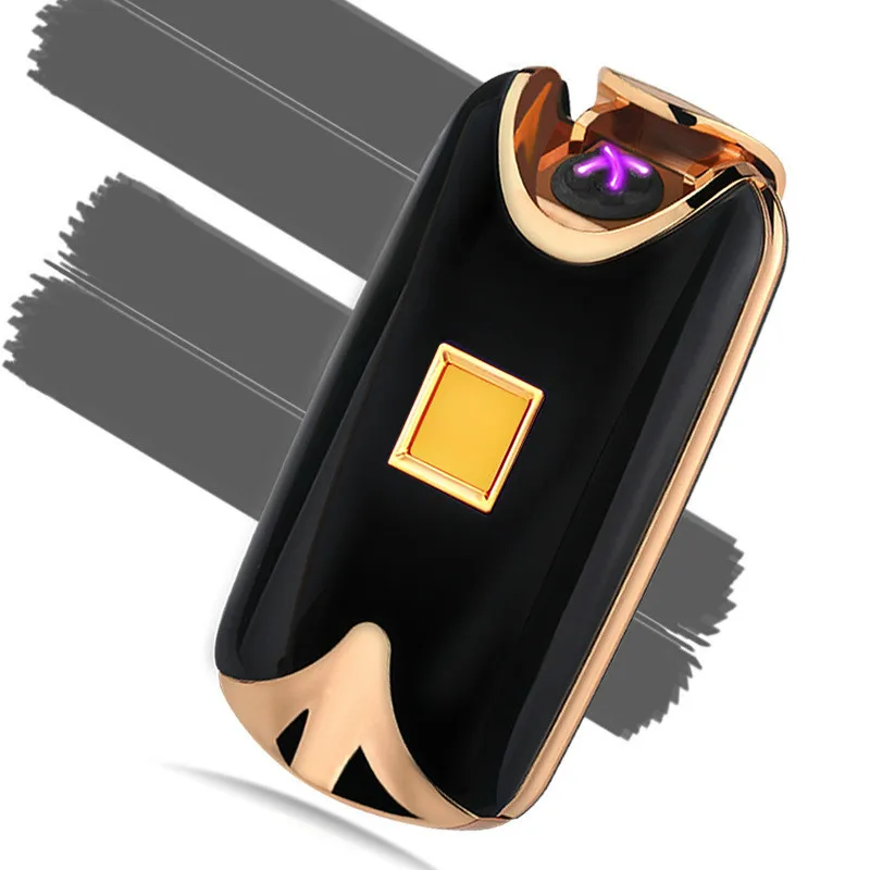 Интеллектуальная USB дуговая Зажигалка двойная огненная дуговая Зажигалка Индукционная зарядка отпечатков пальцев металлическая ветрозащитная без газа для курильщиков, сигареты в подарок - Цвет: 1