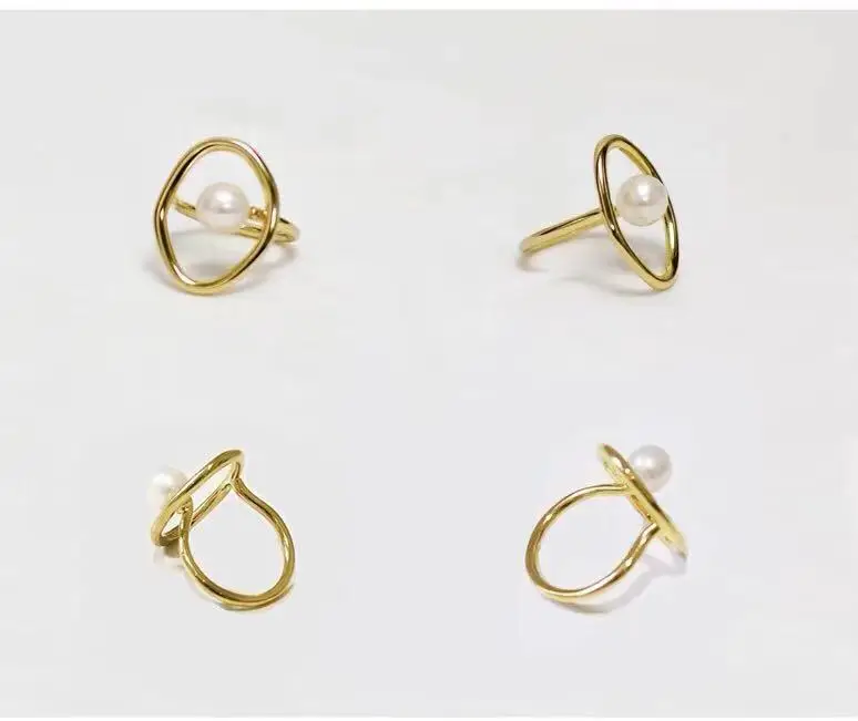 

European Cold Metal Wind Opening Adjustable FreshWater Natural Real Pearl bague anillos mujer anel aneis anelli Charm bisuteria