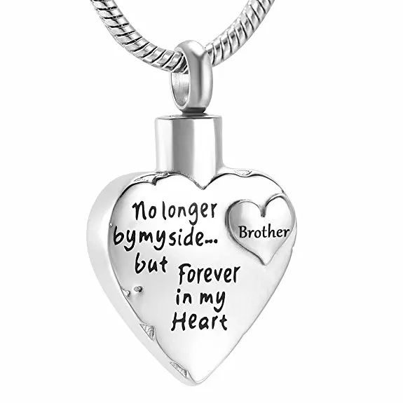 

JJ001 No Longer By My Side But Forever In My Heart Stainless Steel Cremation Urn Necklace Hold Ashes Keepsake For Loved ones