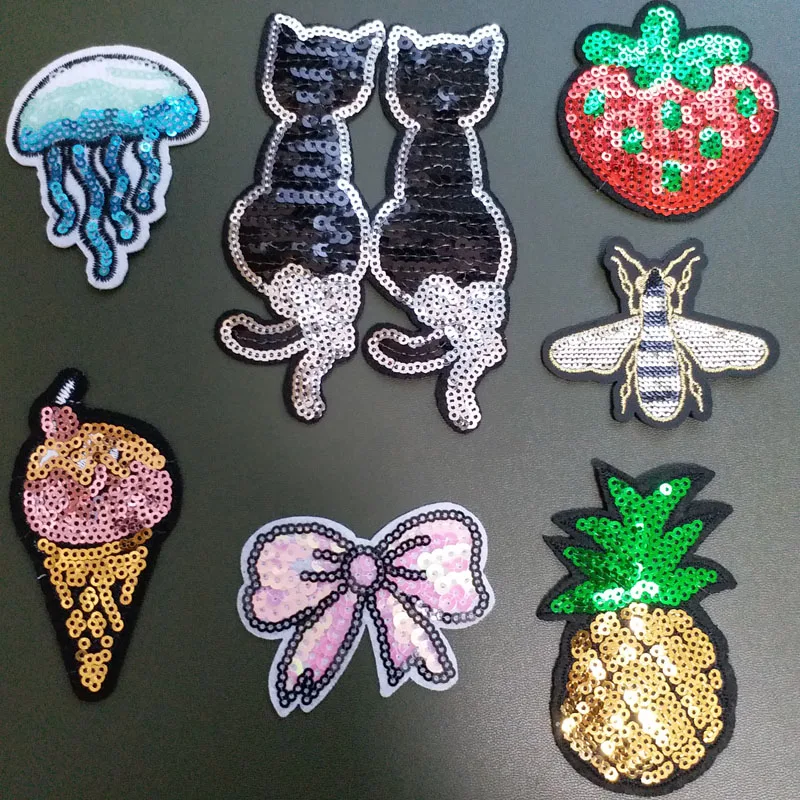 1 шт. бант кошка клубника Блестки для утюга патчи одежды DIY Пришивание блестки