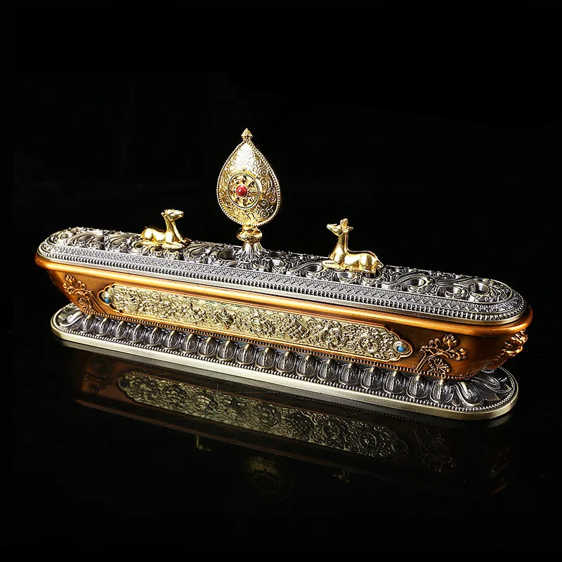 antique copper Чистая медь изысканная резьба античная медь/золото тибетский буддийский поставщик дома положить благоприятный символ облака ладан горелка - Цвет: antique copper